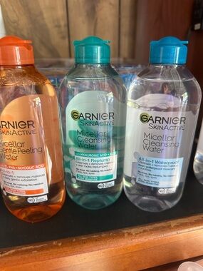 Garnier Micellar Cleansing Water Trio — Orange, Teal, Blue Caps